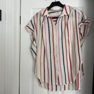 Madewell short sleeve button down striped size M